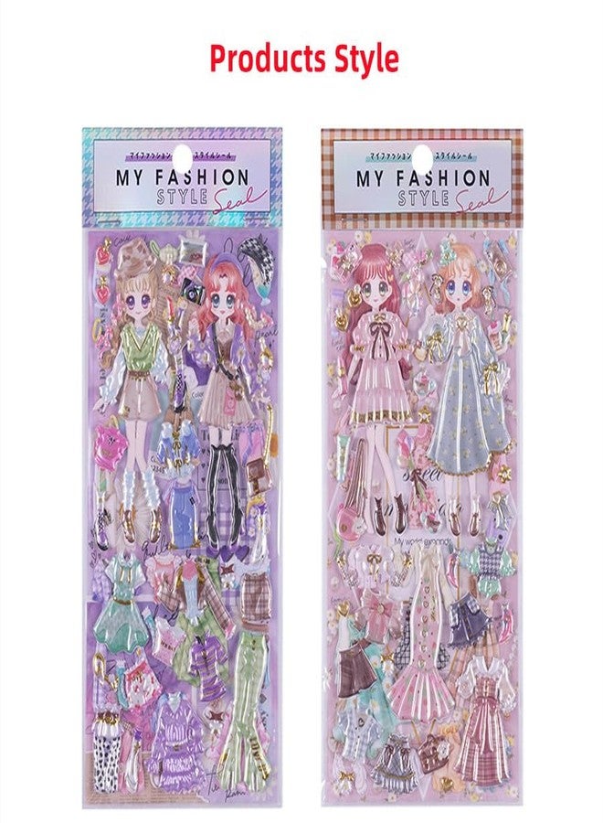 OANGO ملصقات OANGO، ورقتان، ملصقات ثلاثية الأبعاد يمكنكِ صنعها بنفسكِ، ملصقات لتغيير ملابس الأميرات، ملصقات جمالية، مجموعة ملصقات لطيفة ذاتية اللصق، مجموعة ملصقات بارزة - Image 5